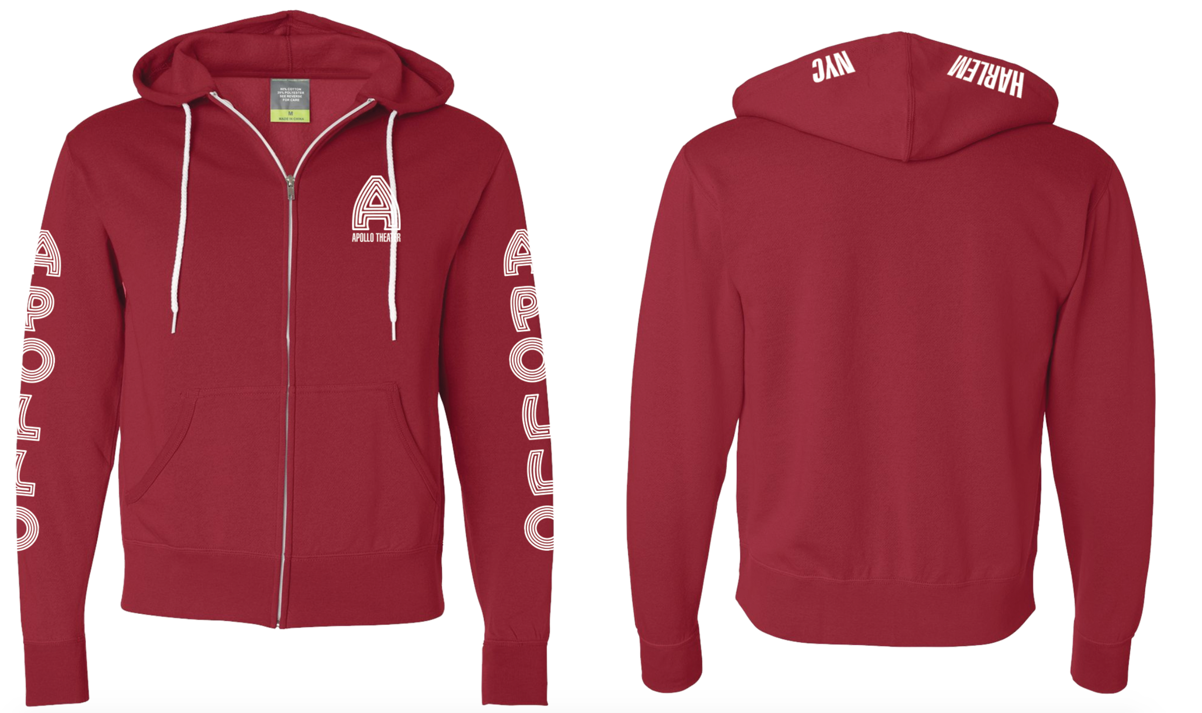Hoodie, Full-Zip | Red | Apollo Theater | Gift Shop